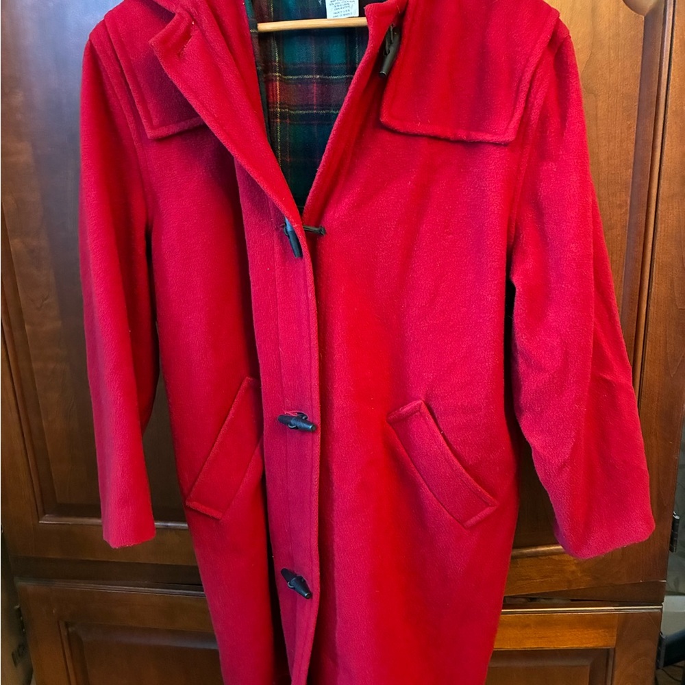 L.L. Bean Women's Red wool lined toggle Coat